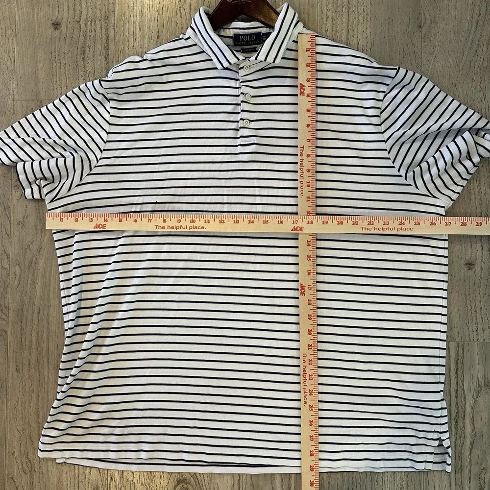 MENS PoloRalph Lauren Classic Fit White/Navy Striped‎ Polo Shirt Size XXL